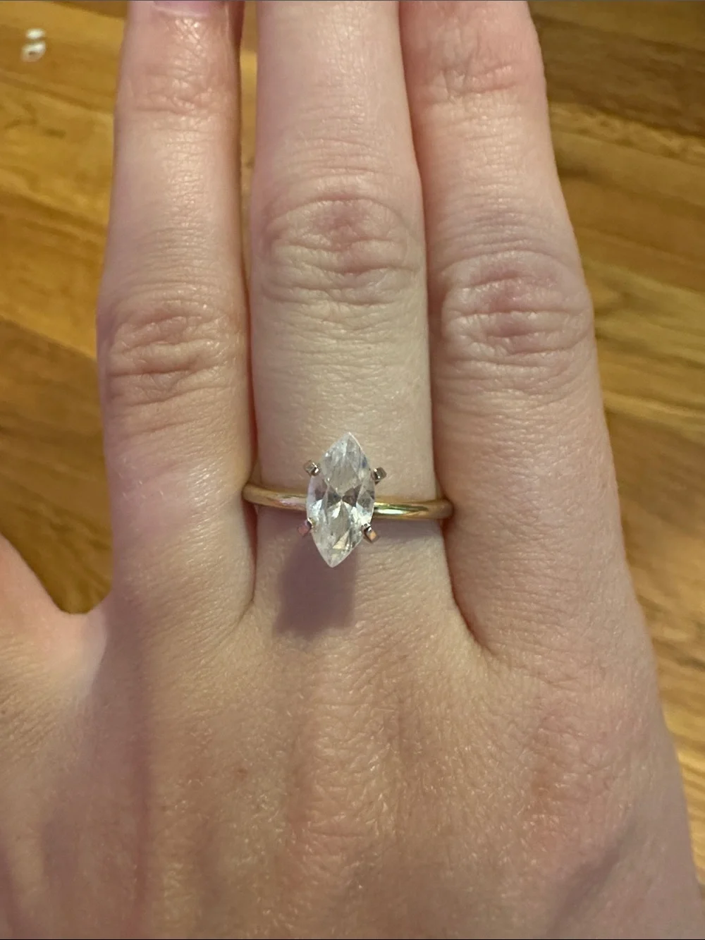 Classic Marquise Solitaire Ring in Gold with Clear Stone